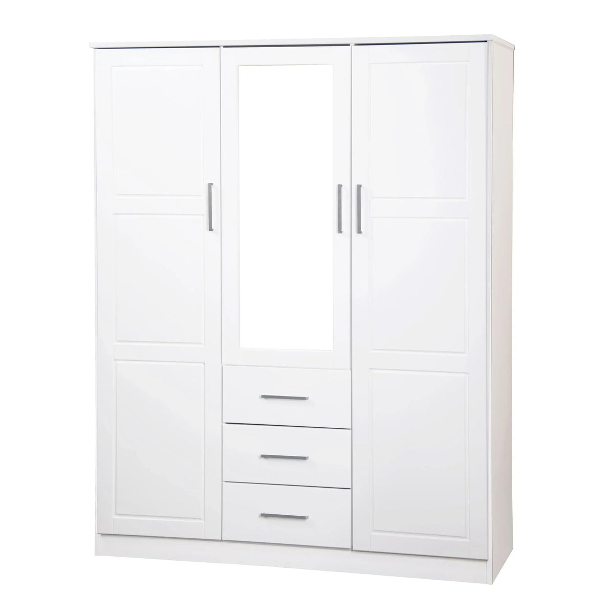 Palace Imports 100% szafa trzydrzwiowa Cosmo z litego drewna, z drzwiami z litego drewna lub lustrzanymi