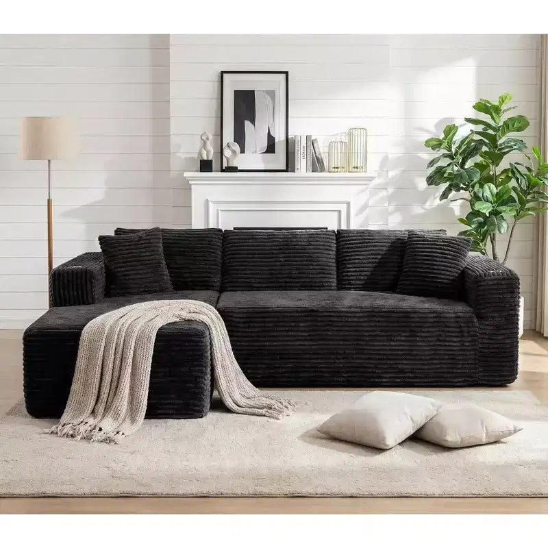 Modułowa sofa narożna Celebalcony 103 bez stelaża, narożnik w kształcie litery L z 2 uchwytami na kubki, miękka welurowa sofa niczym chmura do salonu, bez montażu