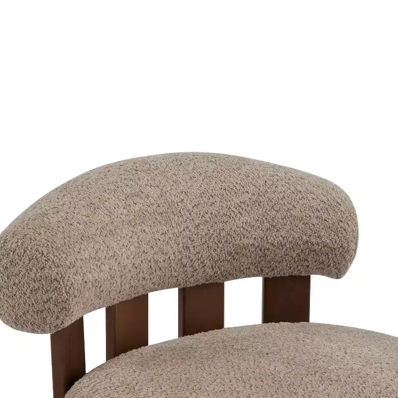 Christopher Knight Home Gareth Nowoczesny Drewniany Fotel Akcentowy Tapicerowany Bouclé