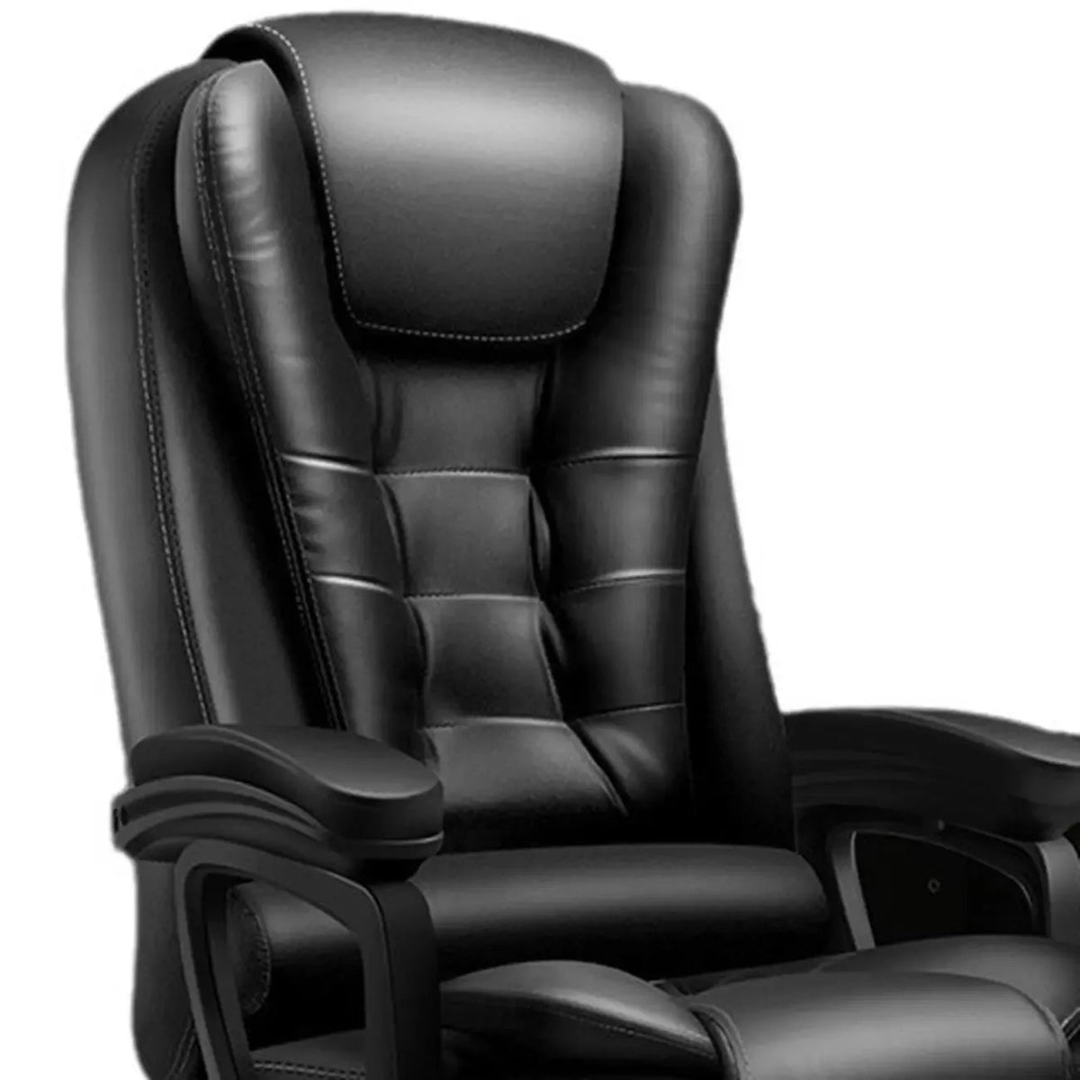 Ergonomiczny czarny skórzany fotel biurowy obrotowy z podnóżkiem