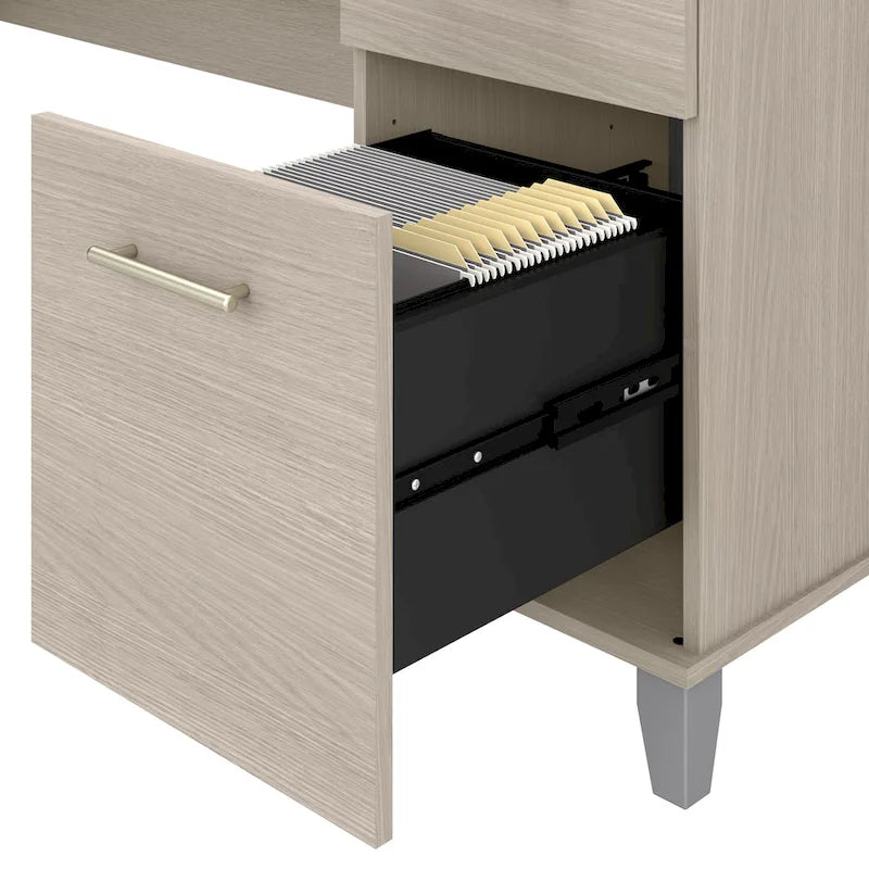 Biurko w kształcie litery L Somerset 60 cali z nadstawką do przechowywania od Bush Furniture