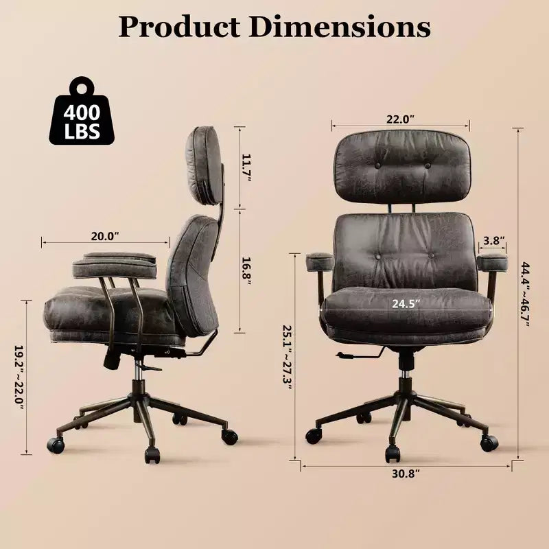 HOMLUX Wysokie krzesło biurowe z funkcją odchylania, ergonomiczne krzesło biurkowe z wygodnym podparciem lędźwi i karku