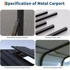 12 x 20 FT Solidny stalowy carport z zestawem kotwiczącym