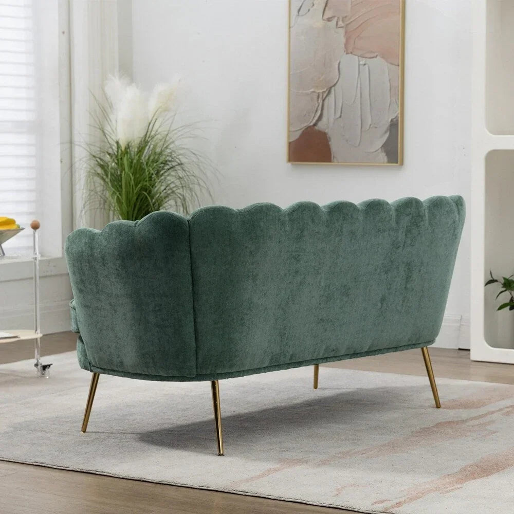 Mała dwuosobowa sofa do pokoju ze złotymi metalowymi nogami - 2 miejsca