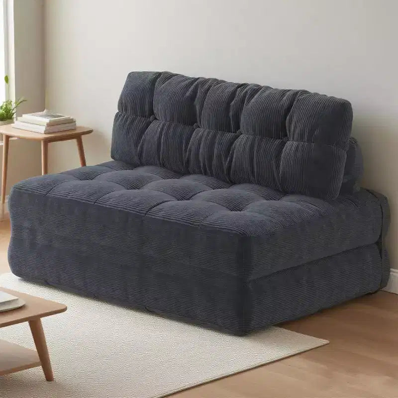 Rozkładana sofa futon z miękkiego sztruksu, składane łóżko podłogowe z poduszką i oparciem