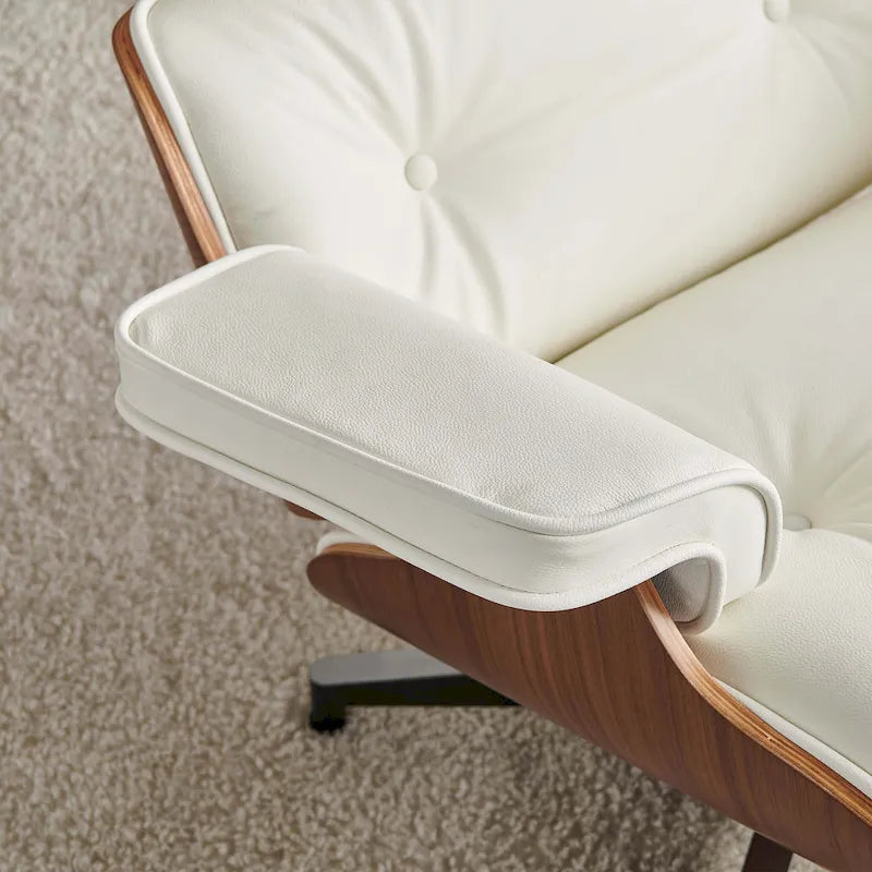 Skórzany fotel wypoczynkowy typu lounge w stylu Mid-Century Modern z funkcją rozkładania