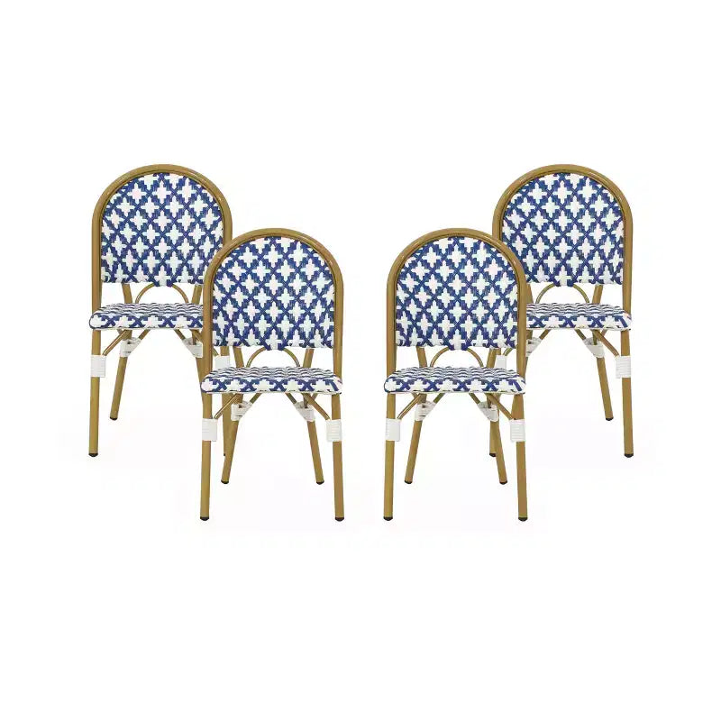 Christopher Knight Home Krzesła bistro Baron z plecionego rattanu i aluminiowej ramy (zestaw 4 sztuk)