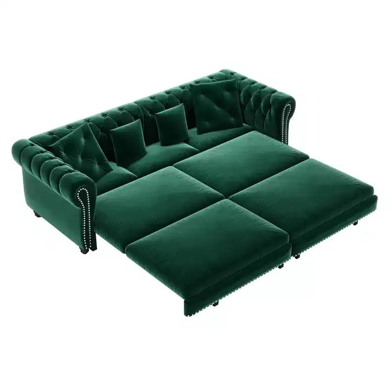 Rozkładana sofa 3 w 1 Whisen Velvet typu king-size z ruchomym podnóżkiem i pikowanym wzorem