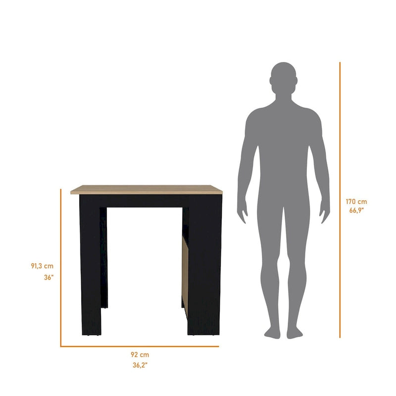 FM FURNITURE Wyspa kuchenna Arial z melaminy, czarny/naturalny dąb