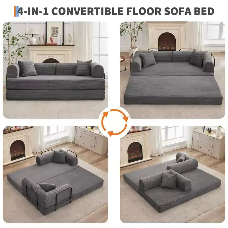 Acekool Rozkładana sofa podłogowa z głębokim siedziskiem i wygodnym sztruksowym obiciem