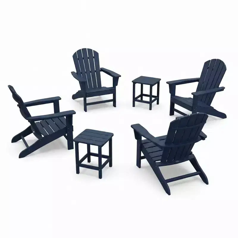 Składane krzesła Adirondack, zestaw 4 sztuk z 2 stolikami bocznymi, nowoczesne krzesła ogrodowe HDPE na patio, taras, balkon, podwórko, trawnik