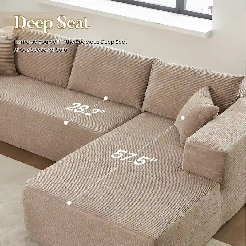 HOOOWOOO Nowoczesna narożna sofa modułowa w stylu minimalistycznym, wykonana z sztruksu, do salonu