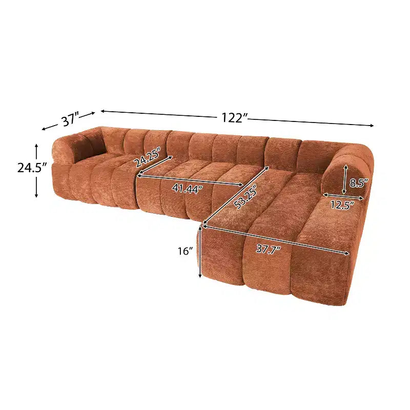 Sofa modułowa w kształcie litery L Christopher Knight Home Keri 122 w stylu nowoczesnym, z pianki o wysokiej gęstości, z niskim oparciem