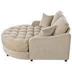 Sofa rozkładana typu chaise longue z chenille, tapicerowana sofa z pikowanym oparciem i 2 zdejmowanymi poduszkami do salonu