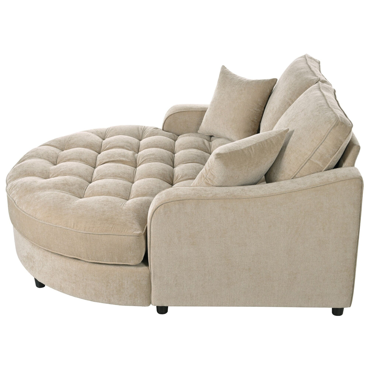 Sofa rozkładana typu chaise longue z chenille, tapicerowana sofa z pikowanym oparciem i 2 zdejmowanymi poduszkami do salonu