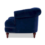 Sofa Chesterfield La Rosa 84 w stylu Mid-Century Modern, tapicerowana aksamitem i przeszywana głęboko