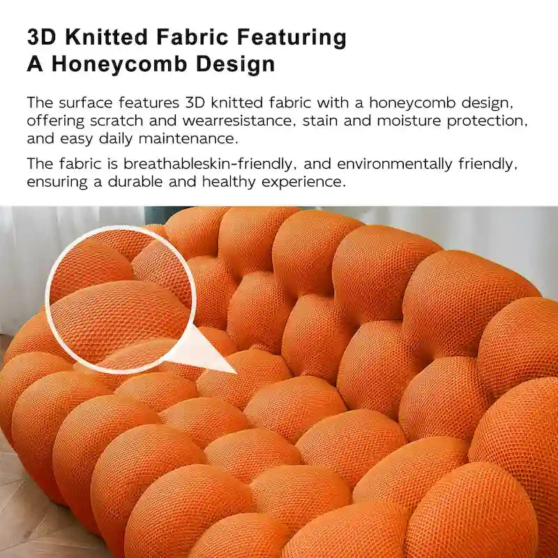Dwuosobowa sofa typu bubble, zakrzywiona, o strukturze plastra miodu, z tkaniny 3D, do salonu, pokoju dziennego, mieszkania