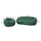 2 szt. sofa bąbelkowa 3D tapicerowana tkaniną o strukturze plastra miodu, 3-osobowa sofa bąbelkowa i sofa jednoosobowa do salonu