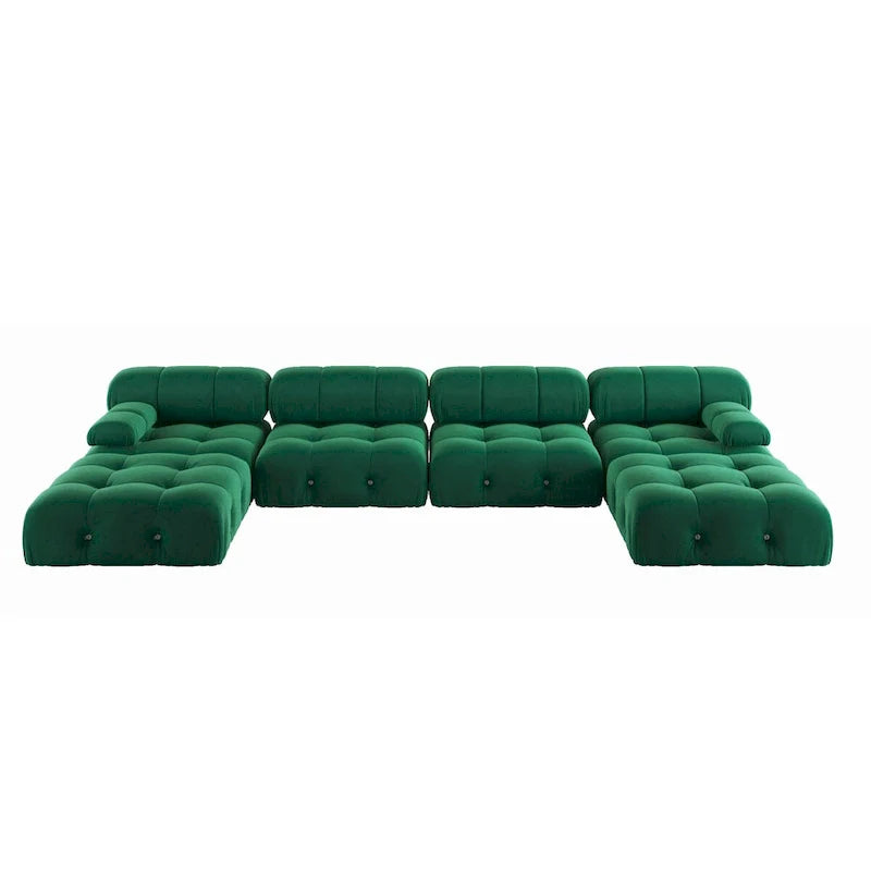 138 Modułowa sofa narożna z funkcją spania, minimalistyczna sofa w kształcie litery U wykonana z weluru