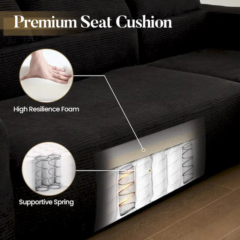 HOOOWOOO Nowoczesna narożna sofa modułowa w stylu minimalistycznym, wykonana z sztruksu, do salonu