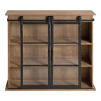 30 x 28 Drewniana ozdobna szafka ścienna Barnhardt z 2 przesuwanymi drzwiami szklanymi Rustykalny brąz - Kate & Laurel All Things Decor: Metalowa rama