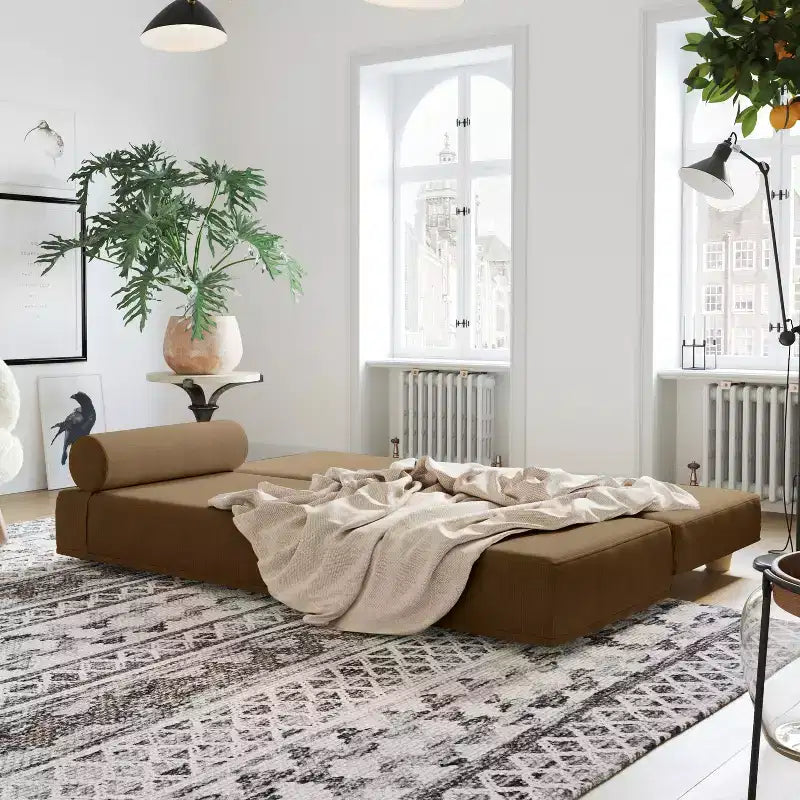 Leżanka / Rozkładana sofa dwuosobowa – mikrowelur