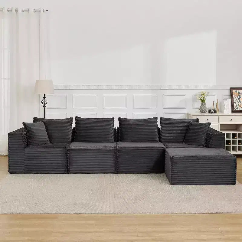 107/ 137 Modułowa narożna sofa Cloud,Sofa głęboka bezszkieletowa,Rozkładane wygodne sofy podłogowe z otomanami i pianką memory