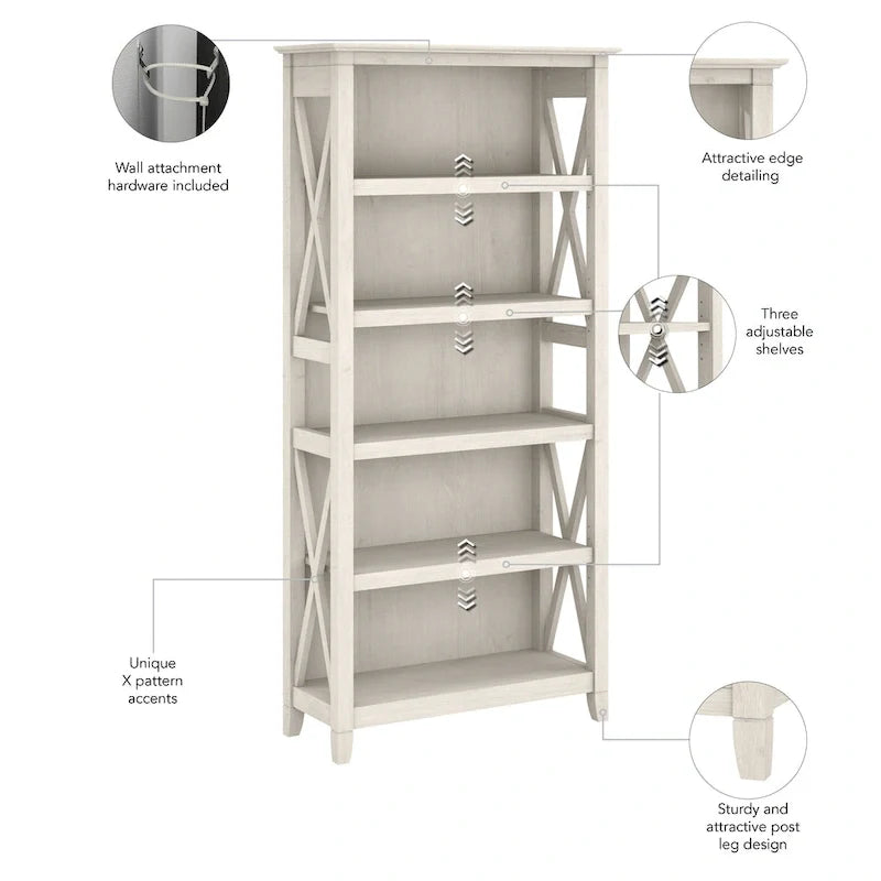 Zestaw regałów na książki Key West 5 półek marki Bush Furniture