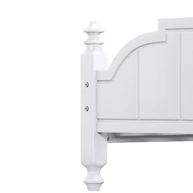 Rama łóżka platformowego Queen w stylu vintage – lite drewno sosnowe, zagłówek z płyty MDF, nie wymaga stelaża