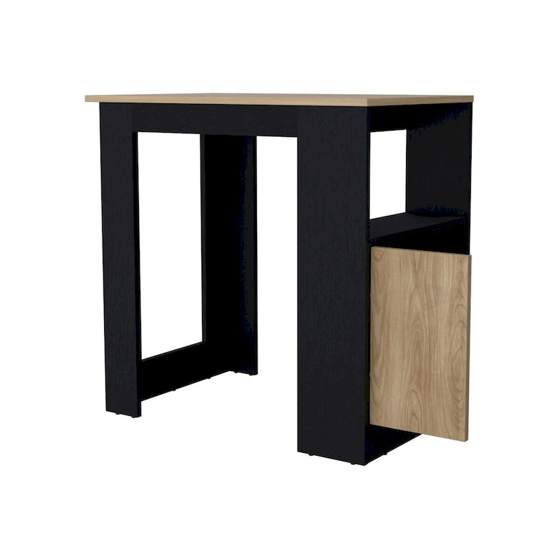 FM FURNITURE Wyspa kuchenna Arial z melaminy, czarny/naturalny dąb