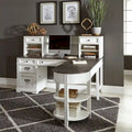 Wirebrushed White Charcoal L Shaped Desk Set