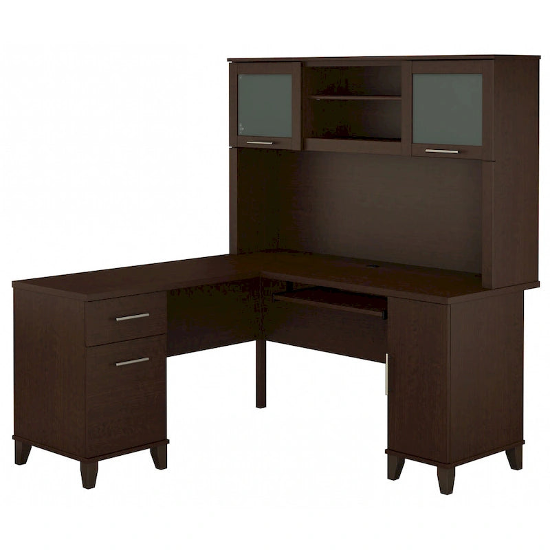 Biurko w kształcie litery L Somerset 60 cali z nadstawką do przechowywania od Bush Furniture