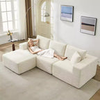 108 Nowoczesna sofa, 3-osobowa sofa tapicerowana w kształcie litery L z poduszkami, sofa z głębokim siedziskiem, bez konieczności montażu