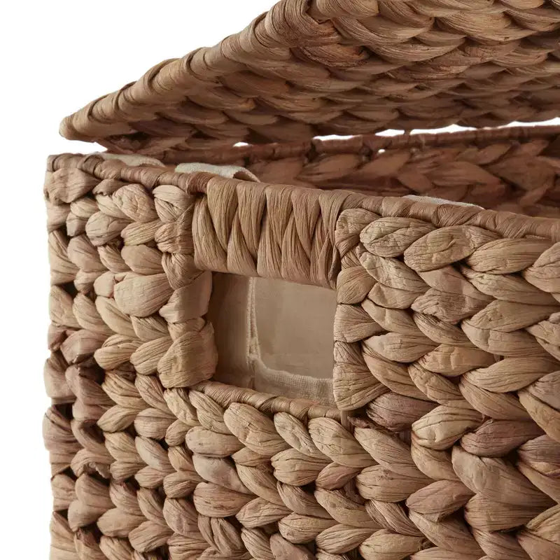 Casafield 2-częściowy kosz na pranie z pokrywą i wyjmowanymi workami, pleciony kosz na bieliznę z hiacyntu wodnego z przegrodami