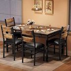 Zestaw stołu do jadalni dla 4 osób, drewniany stół kuchenny z 4 tapicerowanymi krzesłami, zestaw 4 krzeseł do jadalni z kątem zderzeniowym do małych przestrzeni, kuchnia