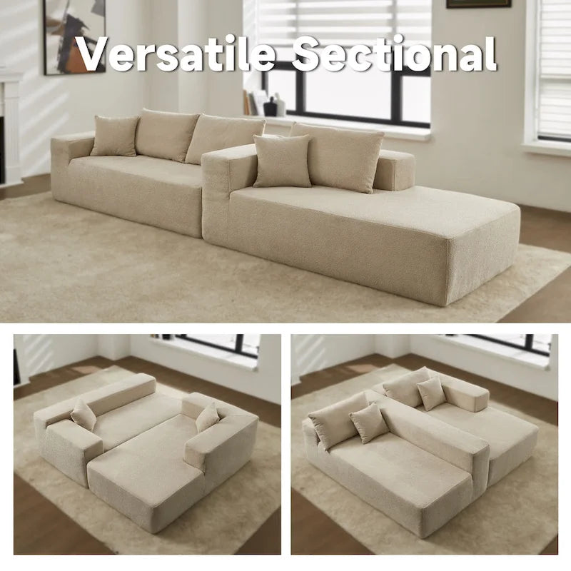 Nowoczesna tapicerowana sofa typu chaise longue z poduszkami do salonu