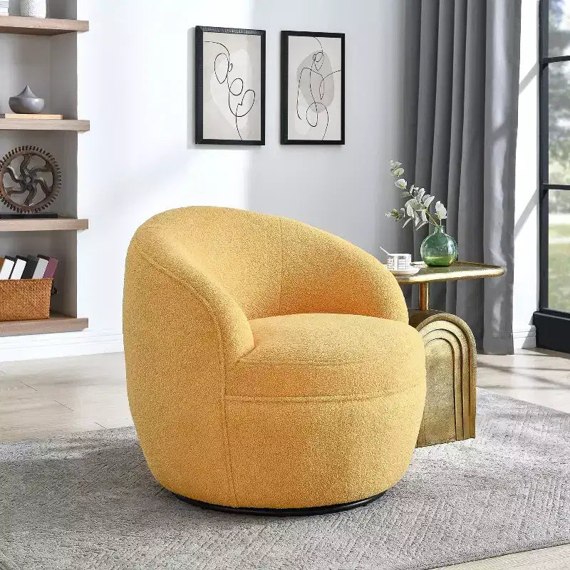 Fotel typu barrel Roundhill Furniture Galleria 360° z imitacją baranika