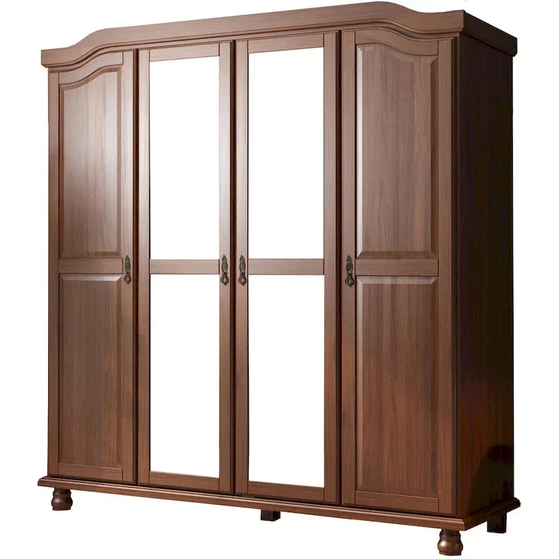 Palace Imports Szafa 4-drzwiowa Kyle w 100% z litego drewna, z drzwiami drewnianymi lub lustrzanymi