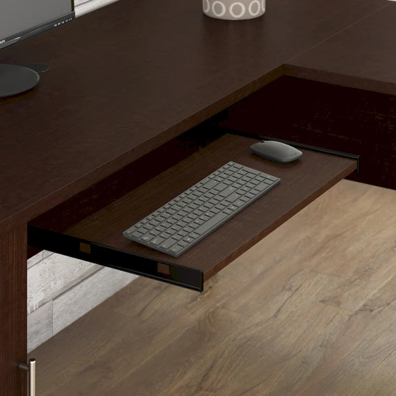 Biurko w kształcie litery L Somerset 60 cali z nadstawką do przechowywania od Bush Furniture
