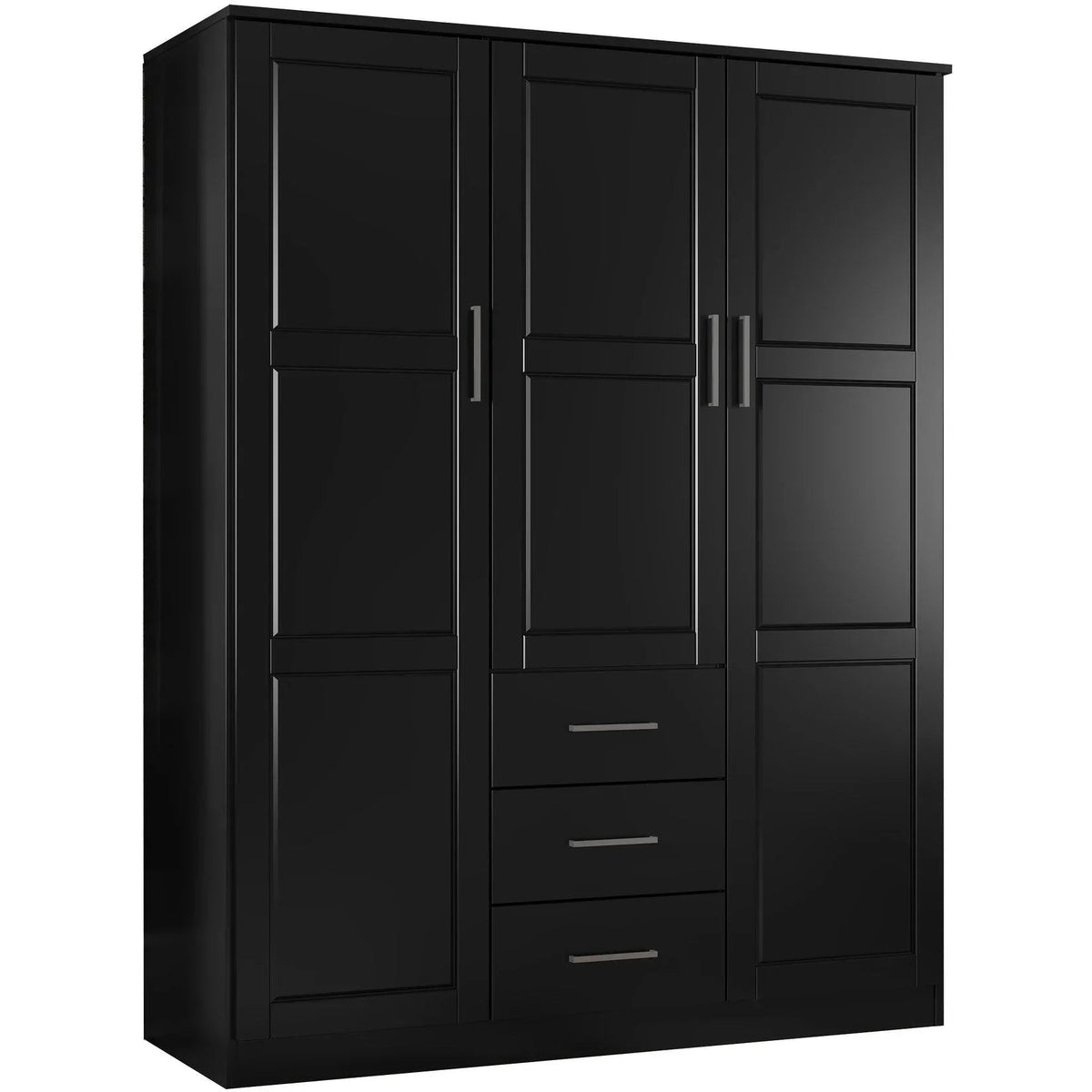Palace Imports 100% szafa trzydrzwiowa Cosmo z litego drewna, z drzwiami z litego drewna lub lustrzanymi
