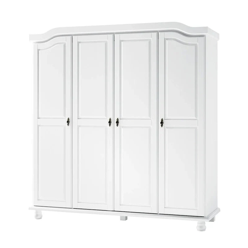 Palace Imports Szafa 4-drzwiowa Kyle w 100% z litego drewna, z drzwiami drewnianymi lub lustrzanymi