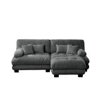 Narożna sofa dwuosobowa typu szezlong, szezlong szezlongowy z szenili z poduszkami lędźwiowymi