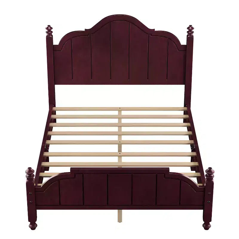 Rama łóżka platformowego Queen w stylu vintage – lite drewno sosnowe, zagłówek z płyty MDF, nie wymaga stelaża