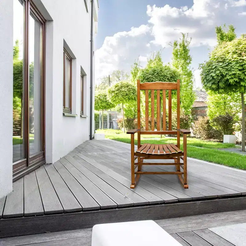 Karl Home | 24-calowy bujany fotel tarasowy z litego drewna