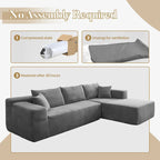 HOOOWOOO Nowoczesna narożna sofa modułowa w stylu minimalistycznym, wykonana z sztruksu, do salonu