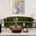 Sofa Chesterfield La Rosa 84 w stylu Mid-Century Modern, tapicerowana aksamitem i przeszywana głęboko