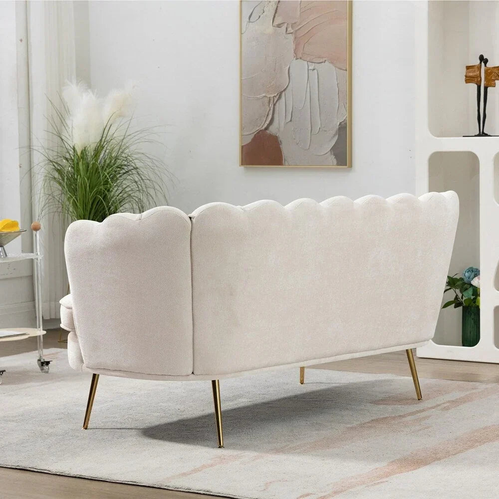Mała dwuosobowa sofa do pokoju ze złotymi metalowymi nogami - 2 miejsca