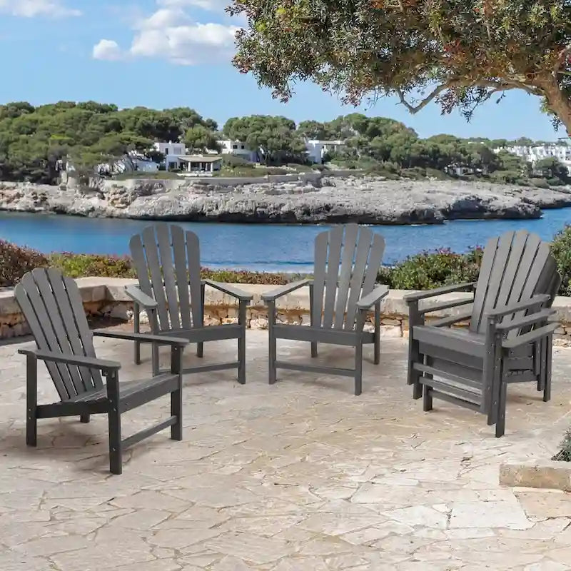 Vrakae 6 szt. Wodoodporne, składane krzesła Adirondack HDPE na taras