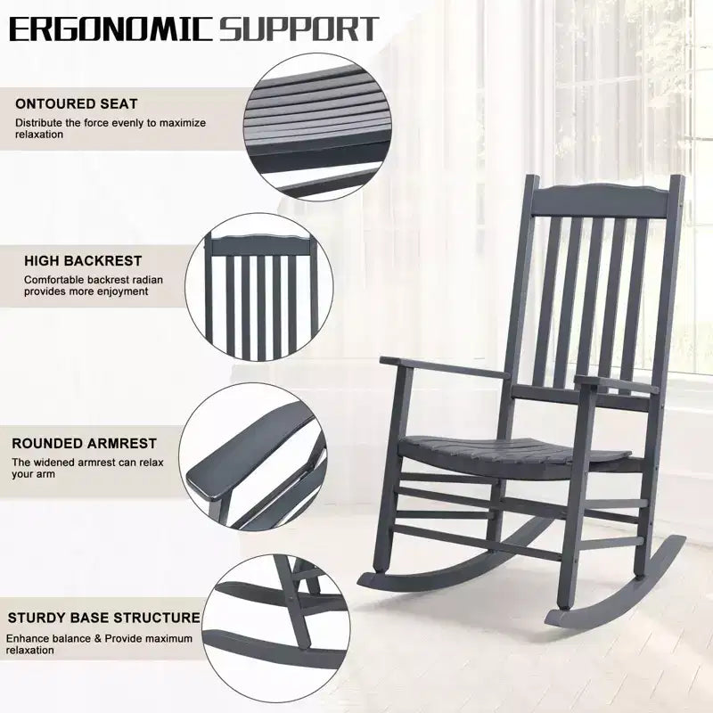 Karl Home | 24-calowy bujany fotel tarasowy z litego drewna