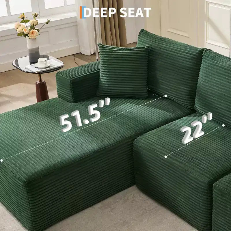 108 Nowoczesna sofa, 3-osobowa sofa tapicerowana w kształcie litery L z poduszkami, sofa z głębokim siedziskiem, bez konieczności montażu